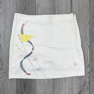 Ralph Lauren Golf Women Size 10 Cream Sporty Athleisure Cotton Mini Skort FLAWED